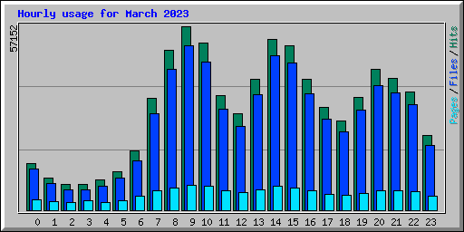 Hourly usage for March 2023